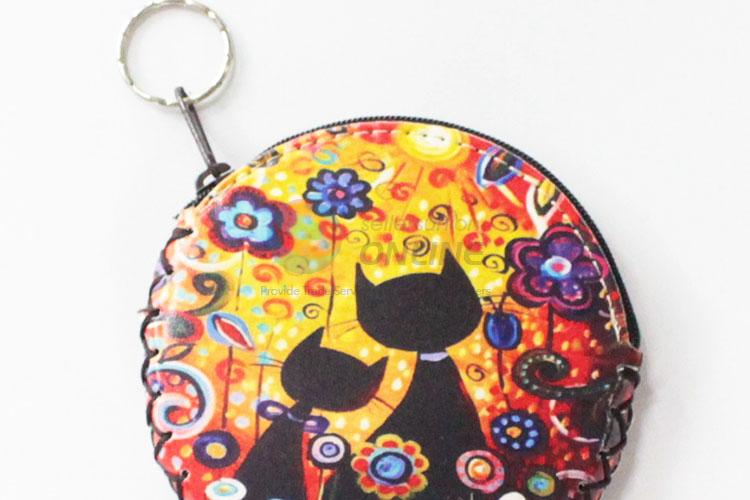 China factory price cat pattern round coin purse