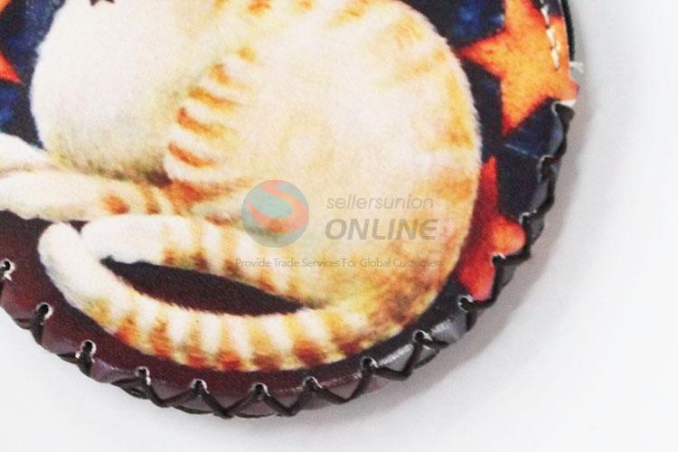 Recent design hot selling cat pattern round coin purse