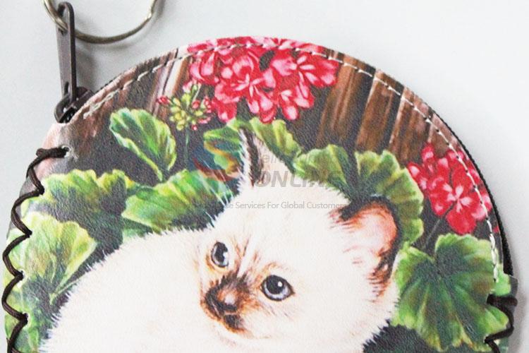 Good quality low price cat pattern round coin purse