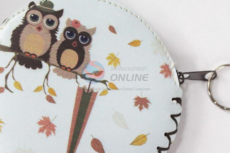 Fashionable owl pattern round coin purse