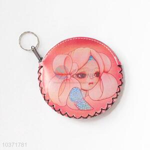 Great useful pink girl pattern round coin purse