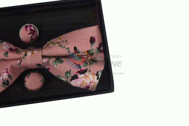 Wholesale good quality printed bow tie+kerchief