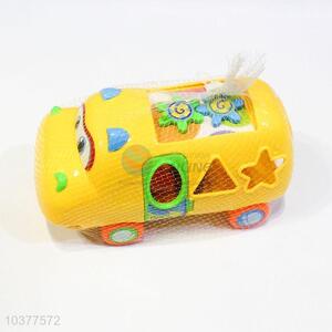 Cute Design Cartoon Hippo Early Education Building Blocks Toys School Bus