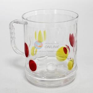 Printed transparent plastic water cups with handle