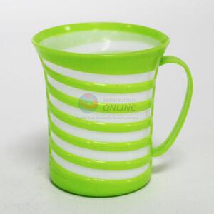 Green striped plastic water cup for sale