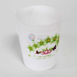 Flower printing white plastic cup for drinking