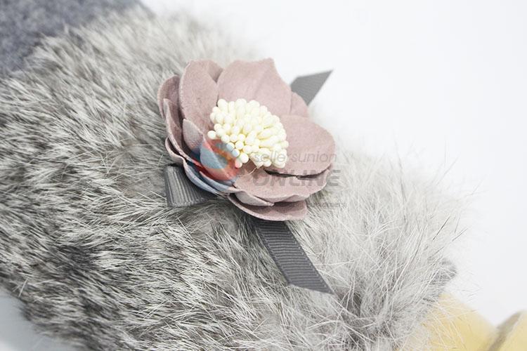 Women Winter Flower Fur Gloves