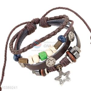 High Quality Star Leather Woven Bracelet