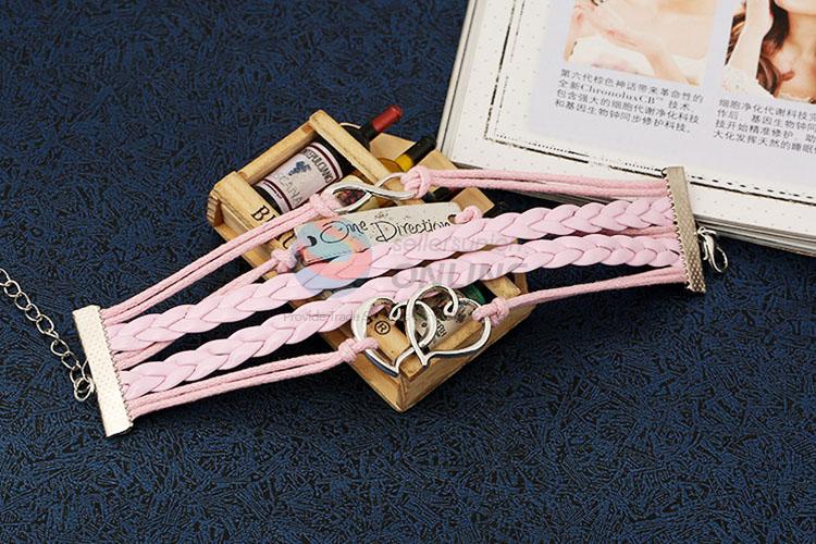 Modern Style Sweet Heart Pink Handmade Bracelet