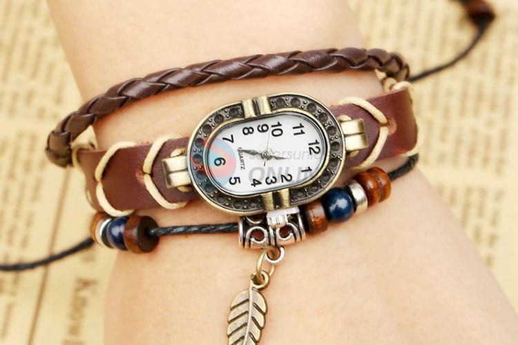 Cool Design Leather Bracelet Fashion Wristwatch