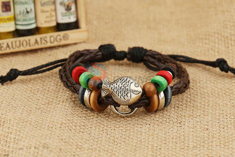 Fashion Cute Fish Beaded Leather Bracelet