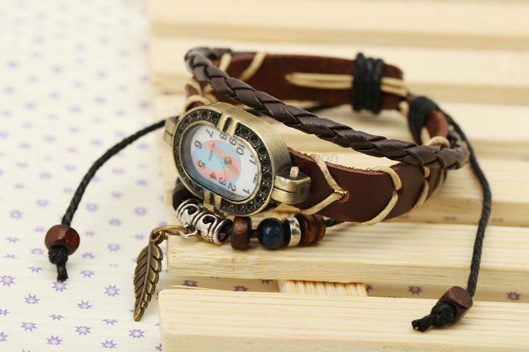 Cool Design Leather Bracelet Fashion Wristwatch