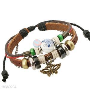 Hot Selling Butterfly Beaded Leather Bracelet