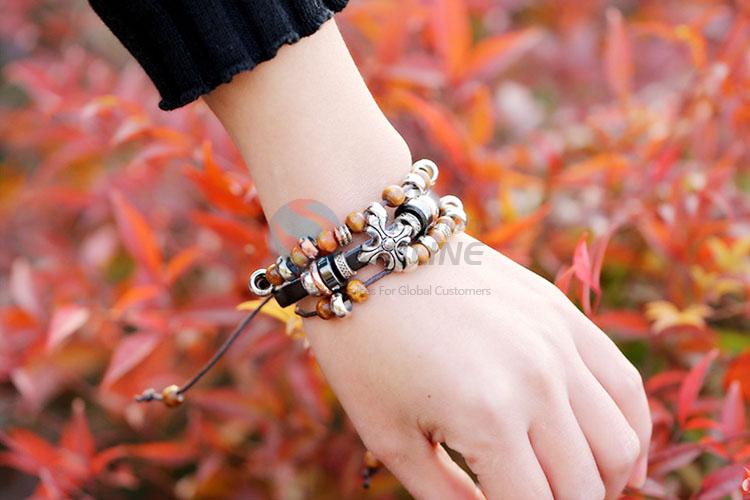 Best Quality Beaded Design Leather Bracelet