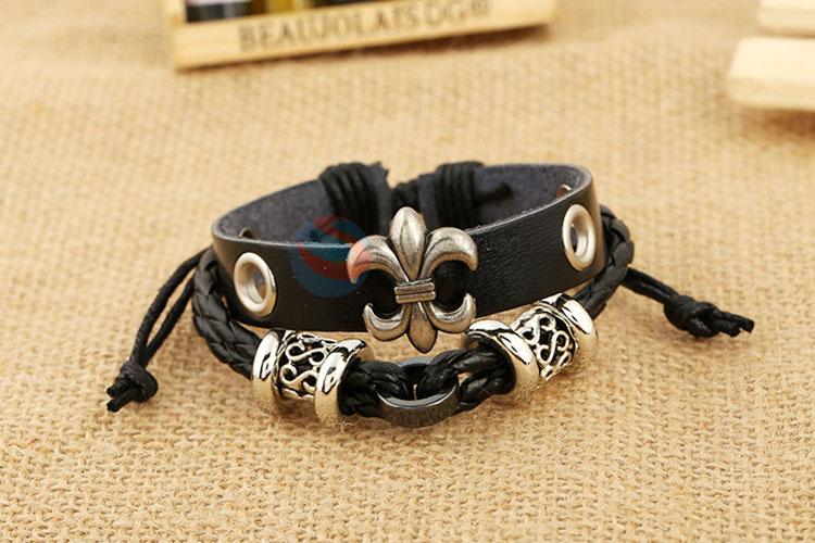 Fashion Accessories Leather  Beaded Bracelet