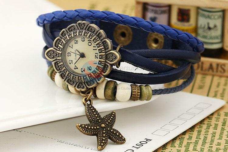 Custom Hand Ornament Leather Bracelet Watch For Women