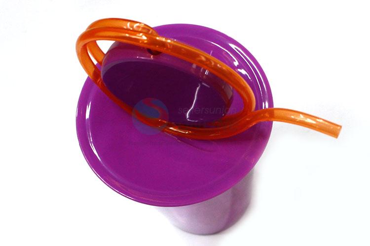 New Arrival Purple Plastic Cup with Straw for Sale