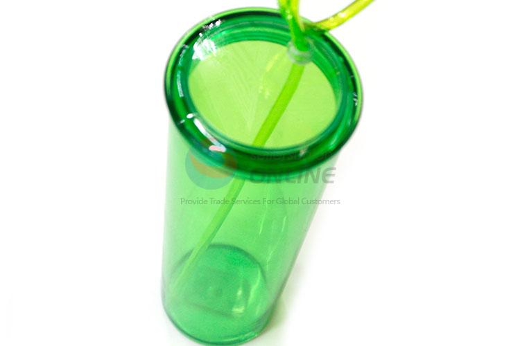 Durable Green Plastic Cup with Straw for Sale