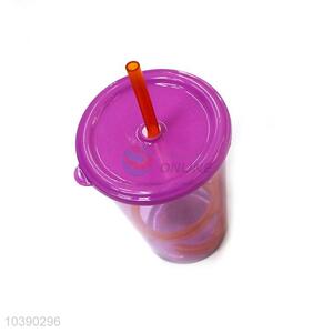 Professional Purple Plastic Cup with Straw for Sale