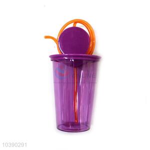 New Arrival Purple Plastic Cup with Straw for Sale