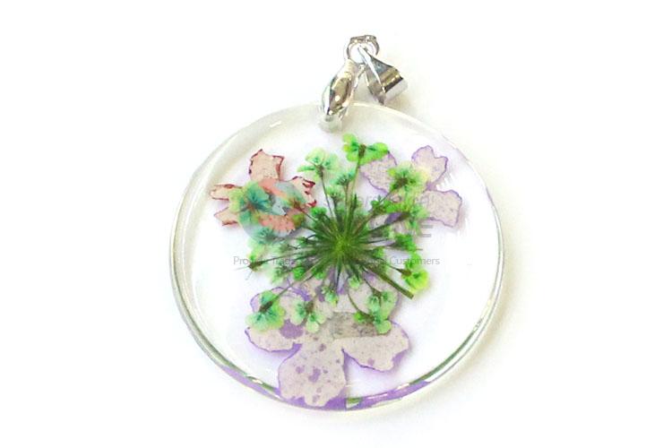 Custom Round Real Flower Pendant With Gold Chain Cheap Necklace