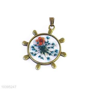 Wholesale Retro Design Bronze Real Flower Pendant