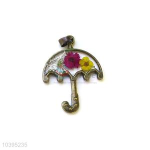 Hot Sale Umbrella Shape Zinc Alloy Real Flower Pendant