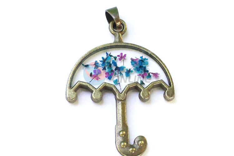 Retro Style Cute Umbrella Shape Real Flower Pendant