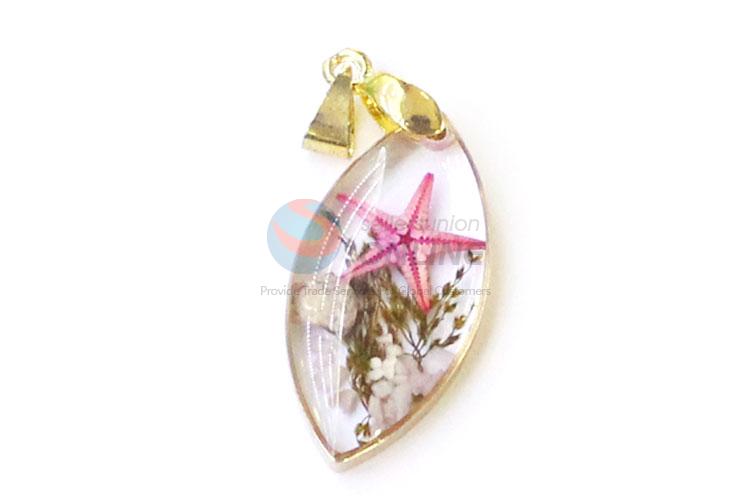 Modern Drop Shape Real Flower Bronze Pendant