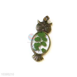 Good Sale Owl Shape Real Flower Pendant With Chain