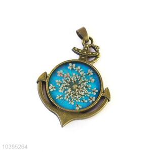 Creative Design Bronze Real Flower Pendant With Chain