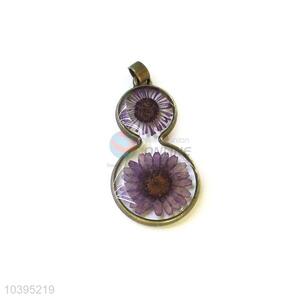 Fashion Gourd Shape Zinc Alloy Pendant Real Flower Pendant