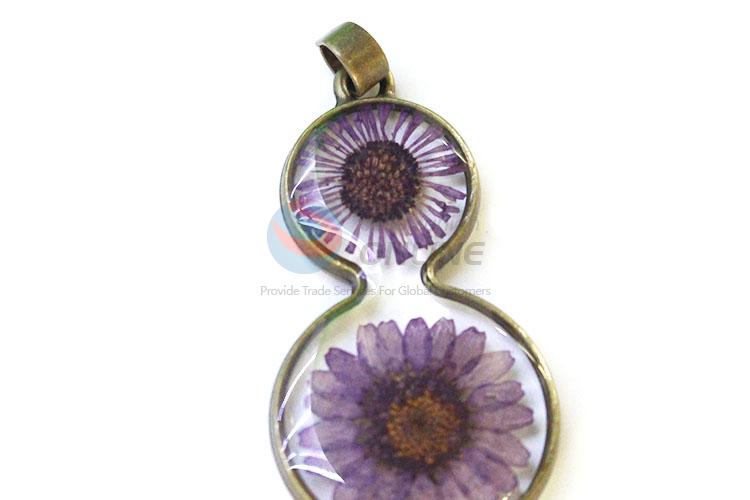 Wholesale Real Flower Zinc Alloy Pendant With Chain