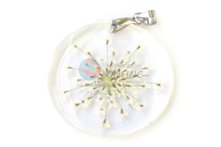 Fashion Round Zinc Alloy Pendant Real Flower Pendant