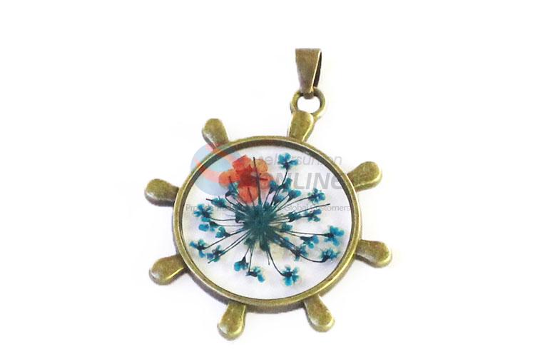 Wholesale Retro Design Bronze Real Flower Pendant