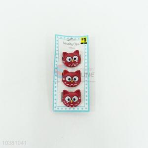 Promotional low price 3pcs owl shape plastic clips