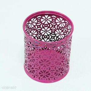 Rose Red Hollow Metal Pen Container