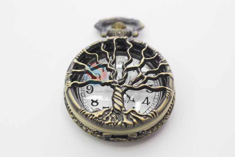 Tree Quartz Movement Skeleton Pocket Watch