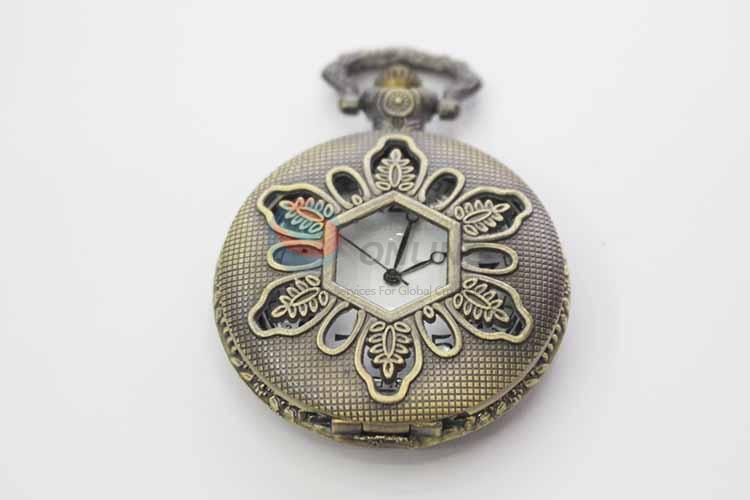 Snow Quartz Movement Skeleton Pocket Watch