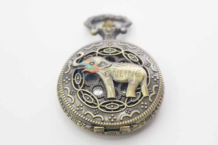 Elephant Quartz Movement Skeleton Pocket Watch