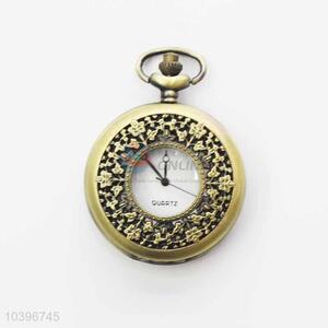 Flower Pattern Quartz Movement Skeleton Pocket Watch