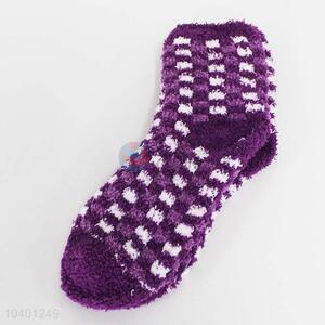 Wholesale price custom design purple polyester sock