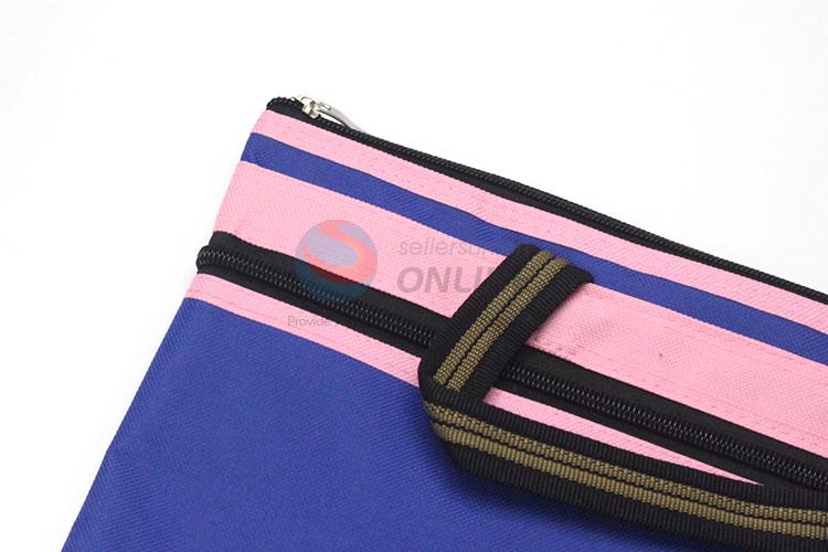 A4 Document Bags Portable Double Layer File Folder Zipper Canvas Filing Holder for Computer Paper Documents