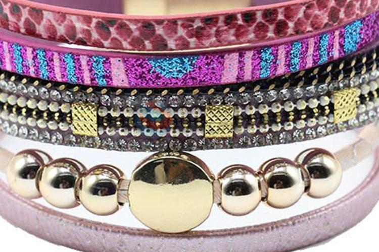 Fashion Style Magnetic Clasp Cuff Leather Wrap Bracelets For Women