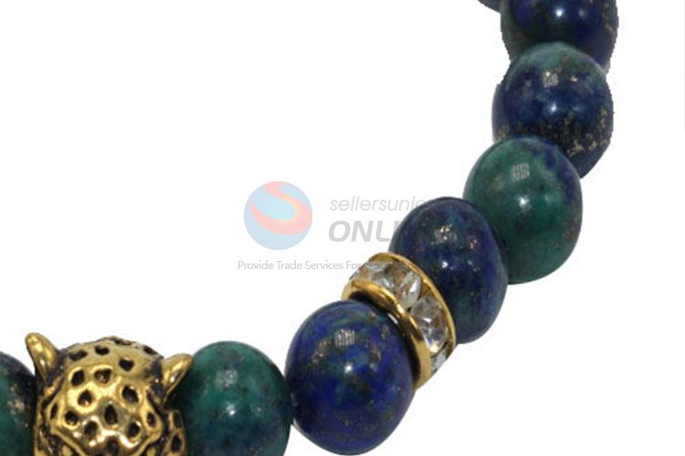 High Quality Gold Leopard Head Jewelry Beads Natural Crystal Bracelet