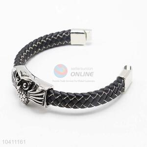 High Quality Black Braided Leather Bracelet For Men