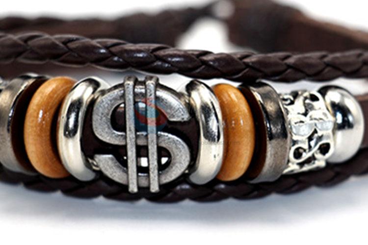 Low Price Trendy Braided Leather Bracelet