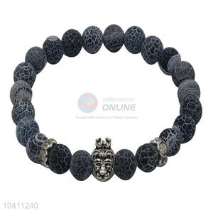 Factory Price High Quality Silver Lion Head Jewelry Beads Natural Crystal Bracelet