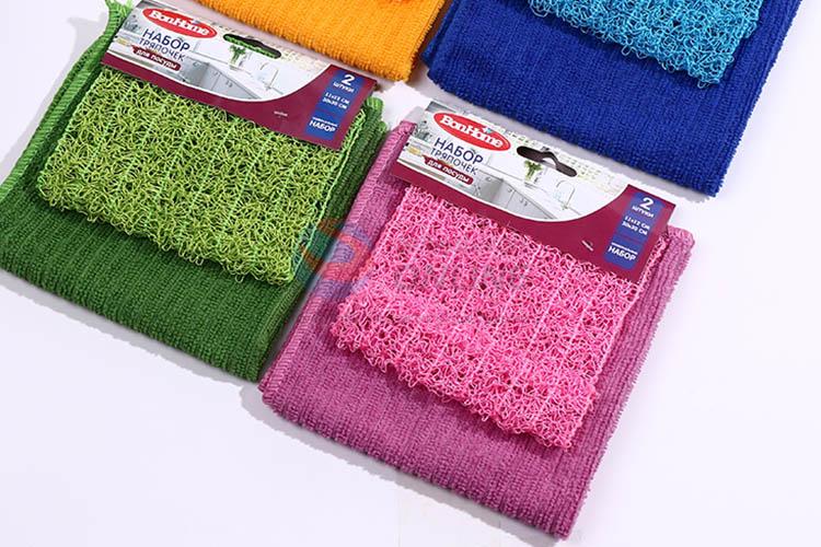 Customized cheap kitchen cleaning towel+dish brush