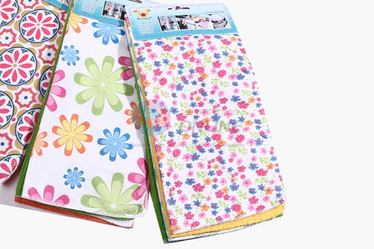 Bottom price flower printed table cleaning towel kitchen cloth
